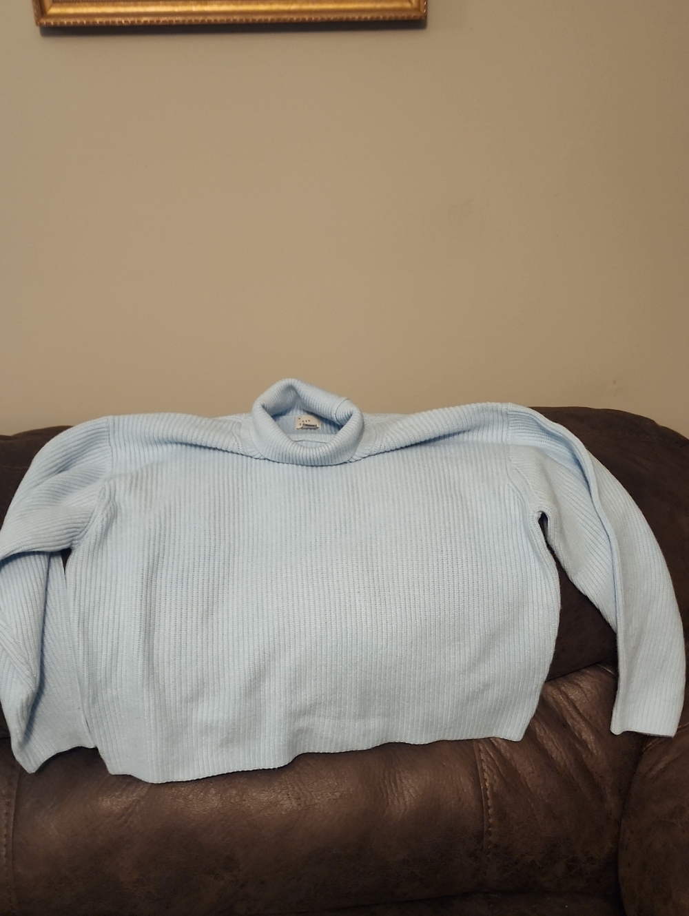 a new day Light Blue Ribbed Turtleneck Sweater